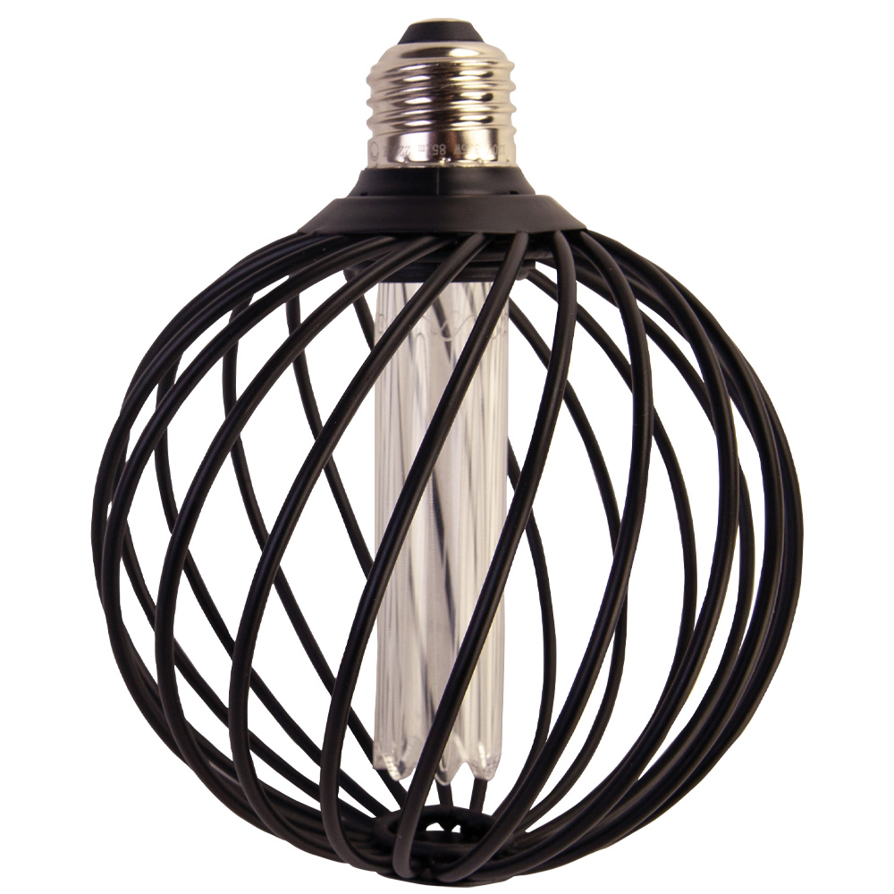 TCP 4.5W Spir Cag Rnd Pillr BLK Dim 0K – E26 Base, 3000K, 200 Lumens, Black